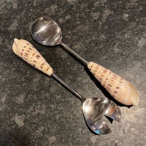 Shell Handle Serving Set Marlin Spike Auger Seashell